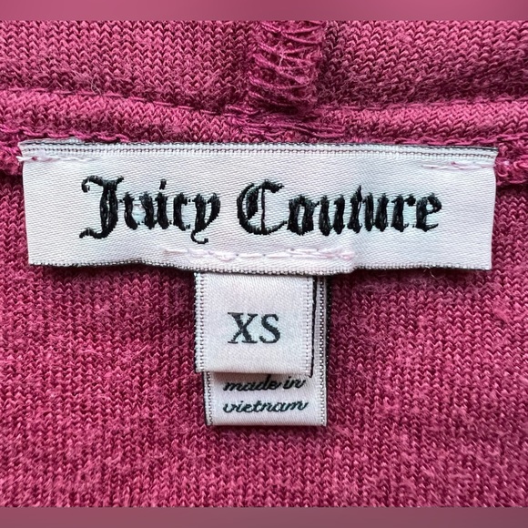 Y2k Juicy Couture Zip up Jacket Velour Burgundy Red Sz XS Logo - Picture 5 of 7